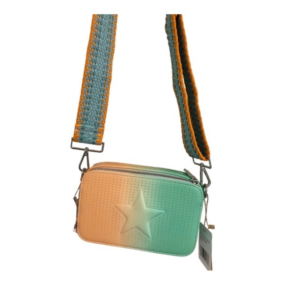 Vintage Havana perforated peach ombre   crochet adjustable strap crossbody bag‎ - Picture 6 of 15